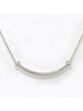 Tiffany & Co T Smile Necklace 18k White Gold